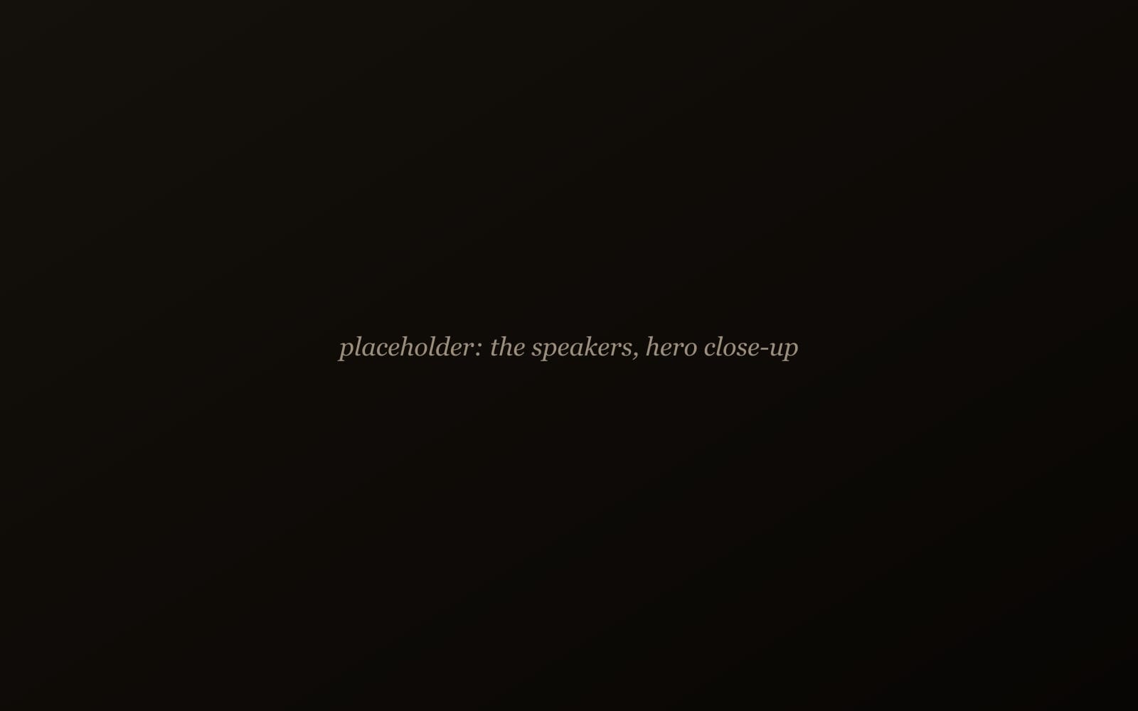 One speaker cabinet in near darkness, projector light catching the birch edge